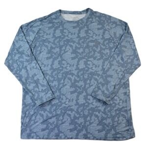 Huk Mens XL Blue Camo Long Sleeve Performance Fishing Shirt Pocket Raglan Tee